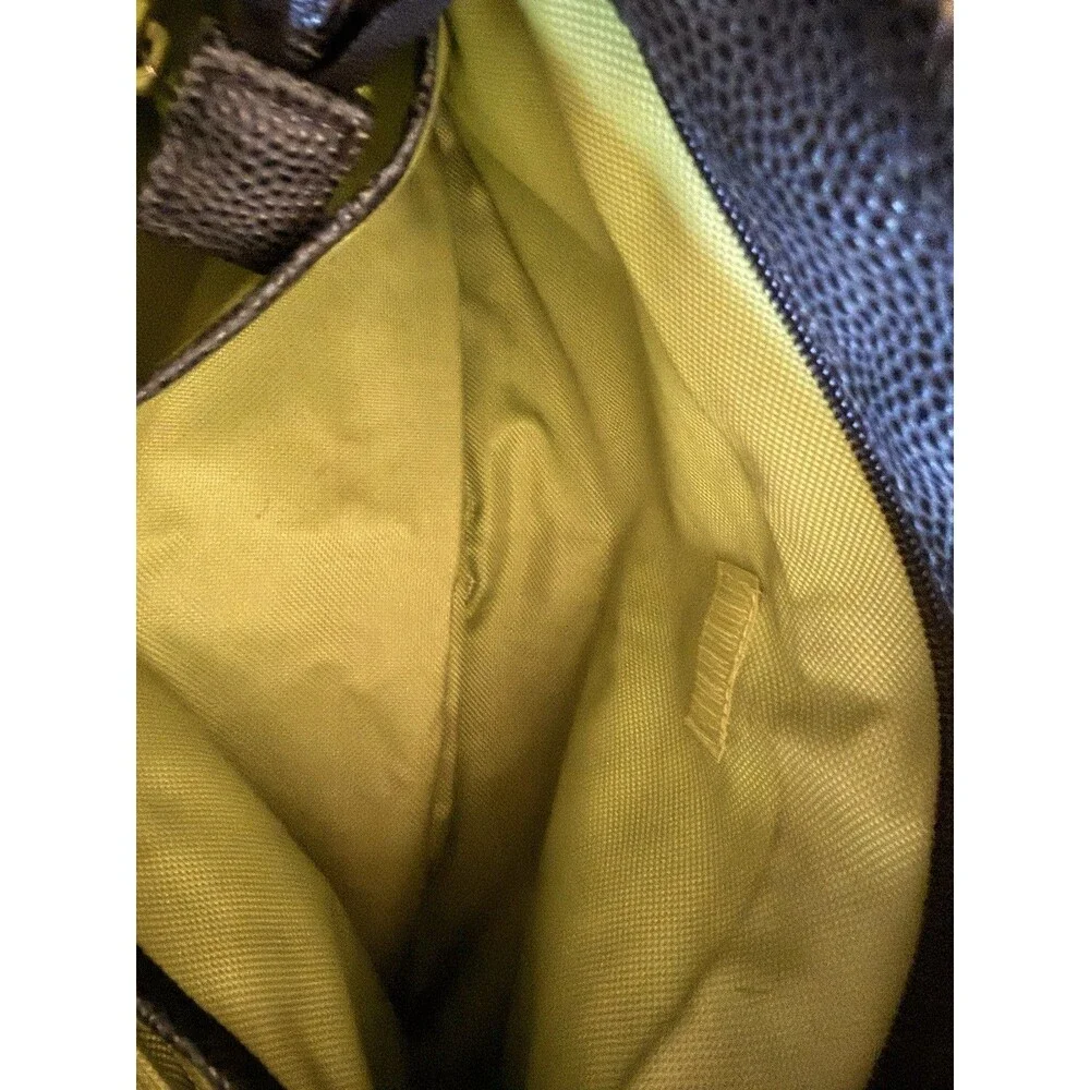 Haiku To Go Shoulder Bag Crossbody EUC Pebbled Leather Black Green